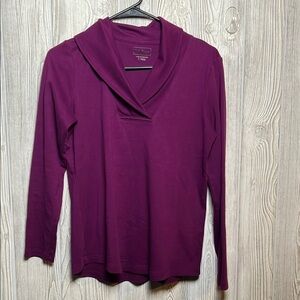 Women's L.L.Bean Pullover, Long-Sleeve Shawl Collar Purple Size Small